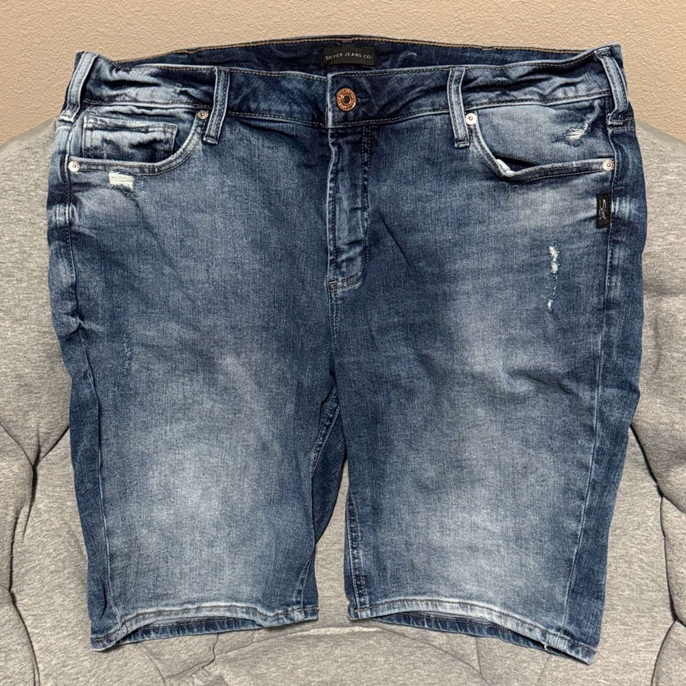 Silver Jeans Distressed Blue Jean Shorts